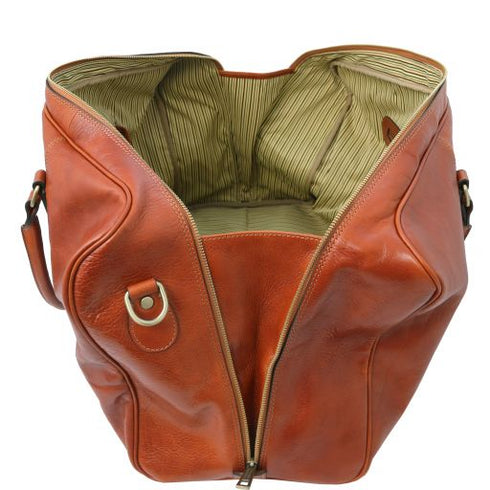 TL Voyager - Leather travel bag with front pocket